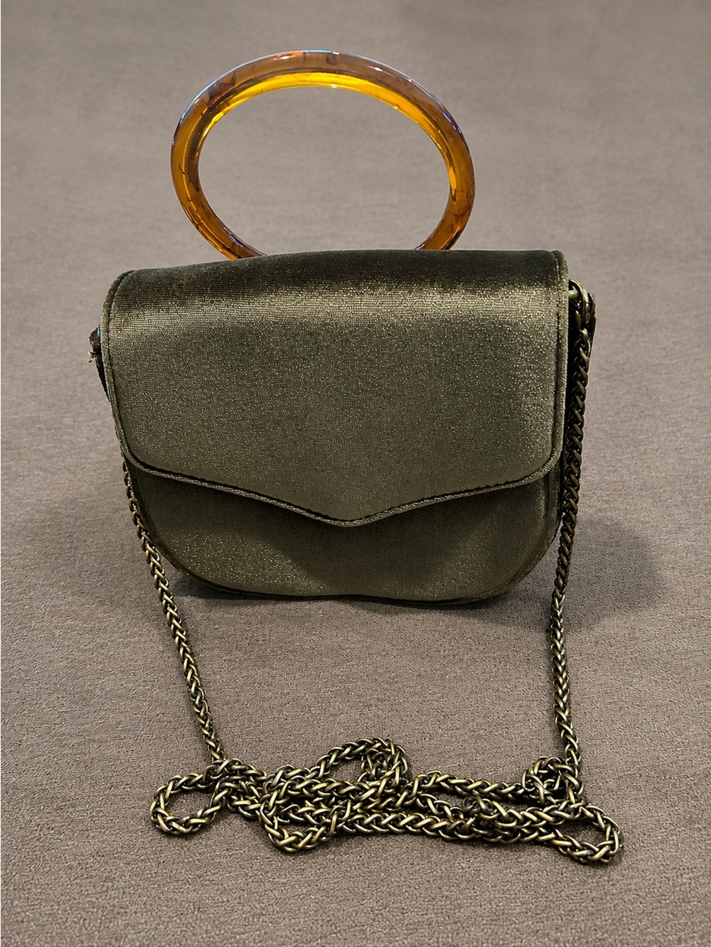 Anthropologie Black Satin Tortoise Handle Crossbody Bag - Picture 2 of 5